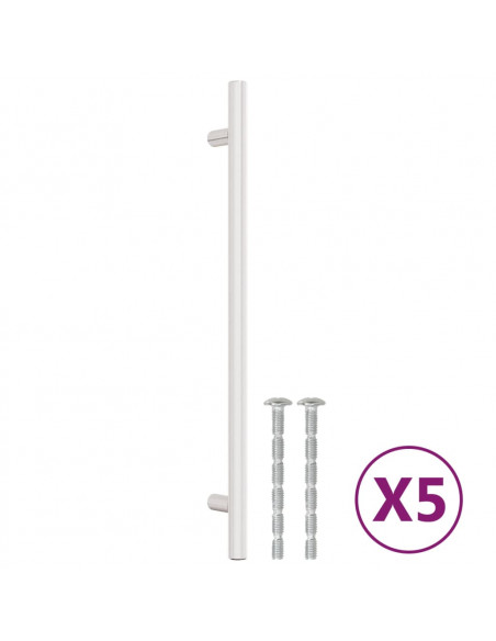 Maniglie per Mobili 5pz Argento 224mm in Acciaio Inox