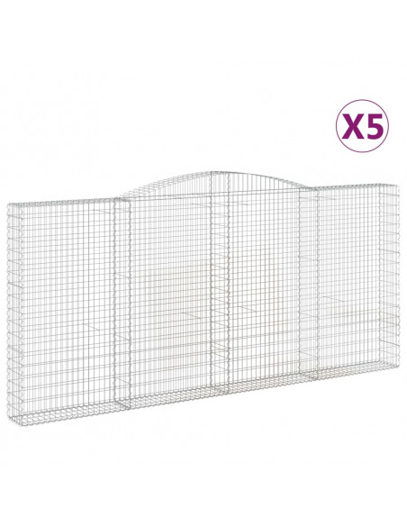 Cesti Gabbioni ad Arco 5 pz 400x30x180/200 cm Ferro Zincato