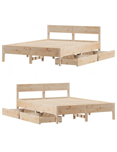 Letto senza Materasso 120x190 cm in Legno Massello di Pino