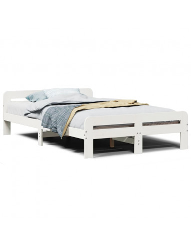 Letto senza Materasso Bianco 120x190 cm Legno Massello di Pino