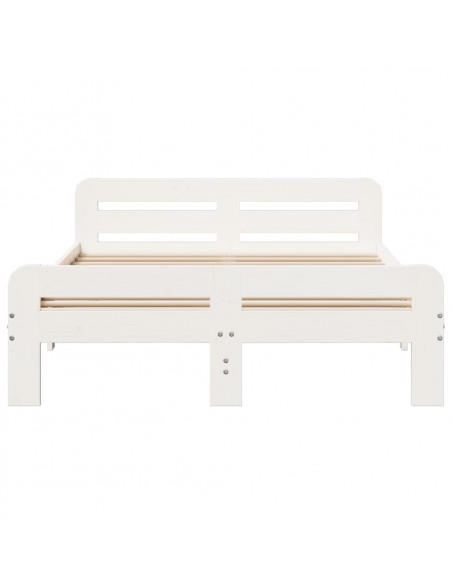 Letto senza Materasso Bianco 120x190 cm Legno Massello di Pino