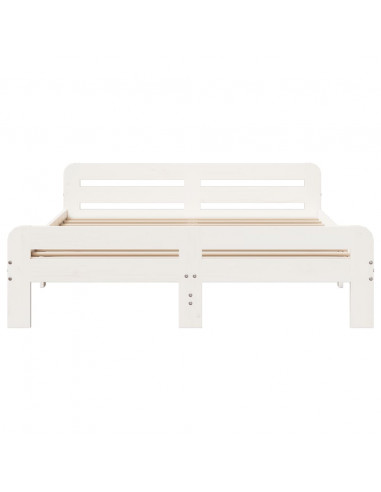 Letto senza Materasso Bianco 150x200 cm Legno Massello di Pino