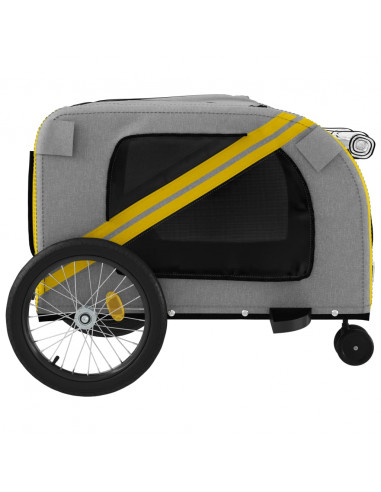 Rimorchio da Bici per Animali Giallo e Grigio Oxford e Ferro