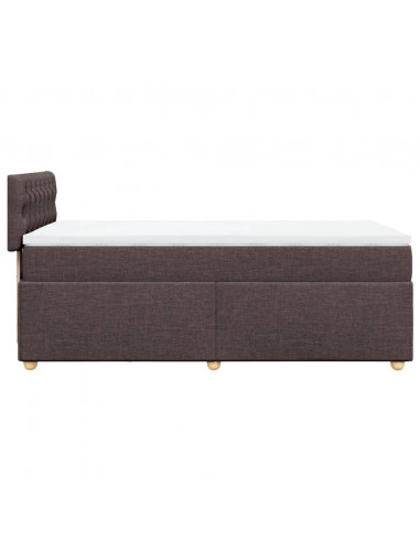 Giroletto a Molle con Materasso Marrone Scuro 100x200cm Tessuto