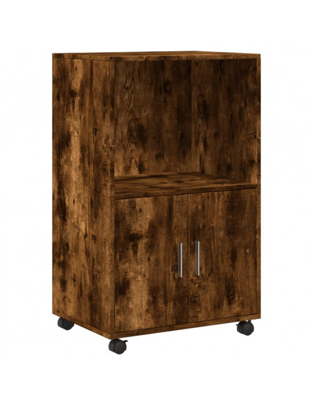 Mobiletto con Ruote Rovere Fumo 55x40x91 cm in Truciolato