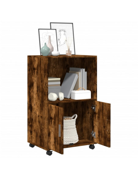 Mobiletto con Ruote Rovere Fumo 55x40x91 cm in Truciolato