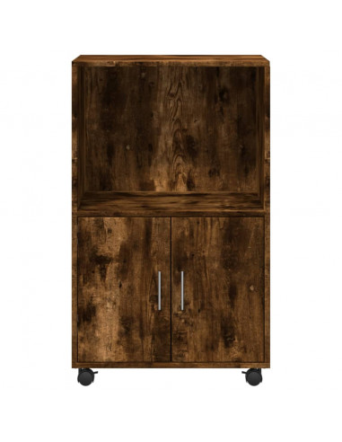 Mobiletto con Ruote Rovere Fumo 55x40x91 cm in Truciolato