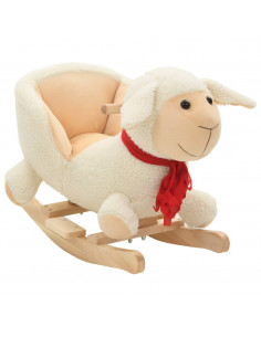 Pecora a Dondolo con Schienale in Peluche 60x32x50cm Bianco 2