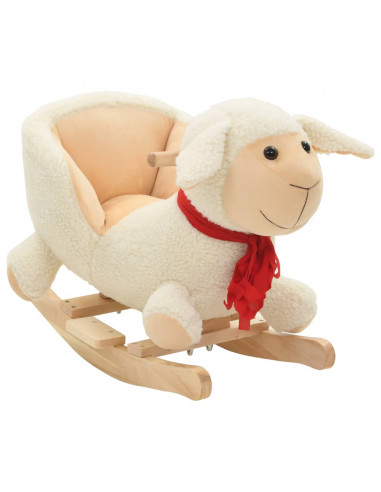 Pecora a Dondolo con Schienale in Peluche 60x32x50cm Bianco