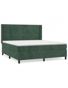 Giroletto a Molle con Materasso Verde Scuro 160x200 cm Velluto 2