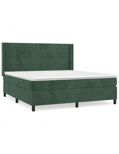 Giroletto a Molle con Materasso Verde Scuro 160x200 cm Velluto