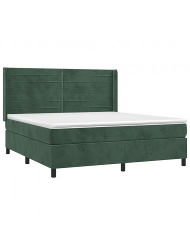 Giroletto a Molle con Materasso Verde Scuro 160x200 cm Velluto
