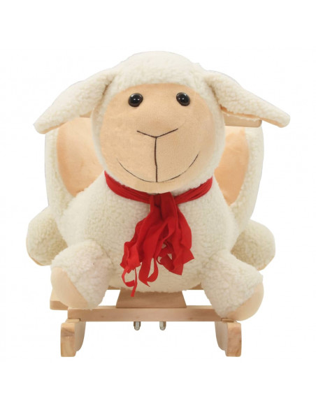 Pecora a Dondolo con Schienale in Peluche 60x32x50cm Bianco