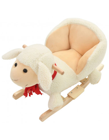 Pecora a Dondolo con Schienale in Peluche 60x32x50cm Bianco