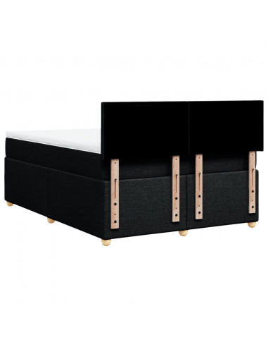 Giroletto a Molle con Materasso Nero 140x200 cm in Tessuto