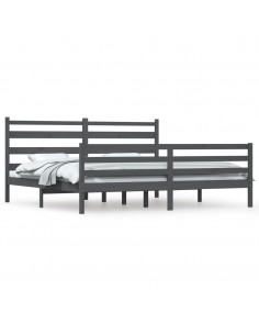 Giroletto in Legno Massello di Pino 200x200 cm Grigio 2