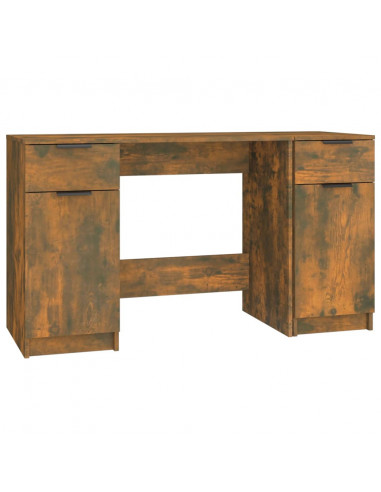 Scrivania con Mobile Laterale Rovere Fumo in Legno Multistrato