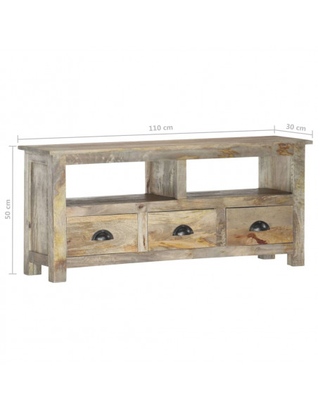 Mobile Porta TV 110x30x50 cm in Legno Massello di Mango