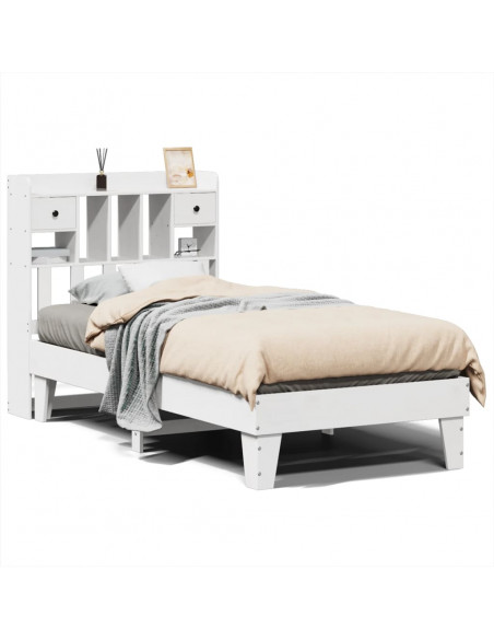 Letto senza Materasso Bianco 75x190 in Legno Massello di Pino
