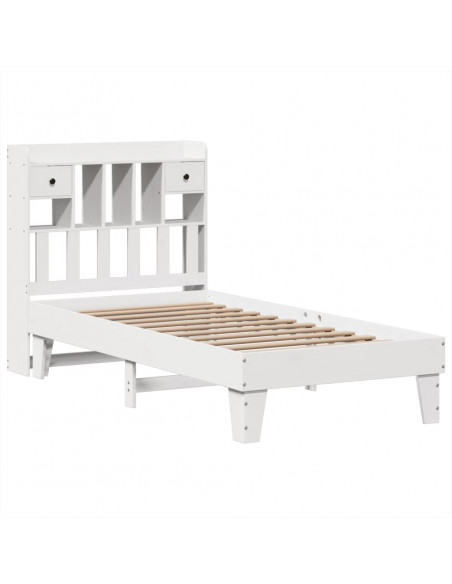 Letto senza Materasso Bianco 75x190 in Legno Massello di Pino