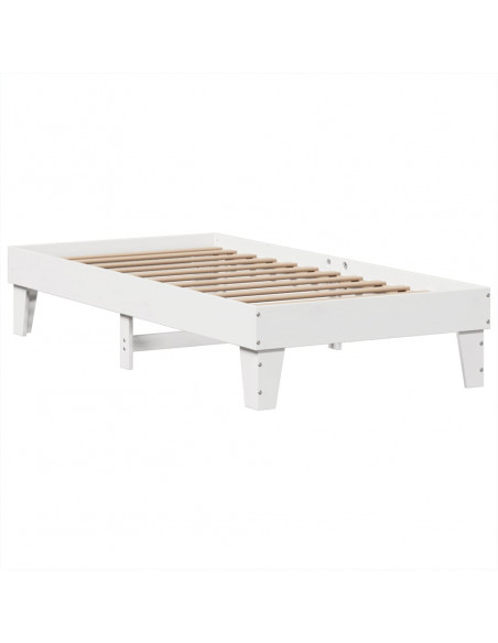 Letto senza Materasso Bianco 75x190 in Legno Massello di Pino