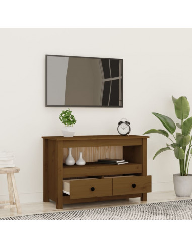 Mobile Porta TV Miele 79x35x52 cm in Legno Massello di Pino