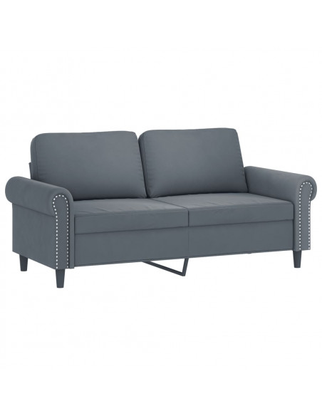 Set di Divani 3 pz con Cuscini Grigio Scuro in Velluto