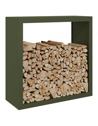 Rastrelliera per Legna da Ardere Verde 100x40x100 cm in Acciaio
