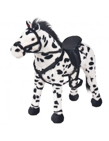 Cavallo in Peluche in Piedi Nero e Bianco XXL