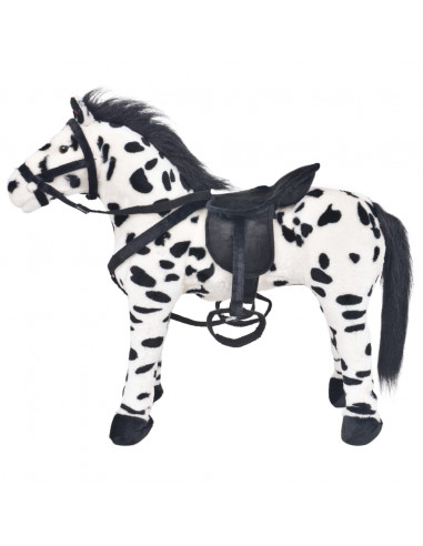 Cavallo in Peluche in Piedi Nero e Bianco XXL