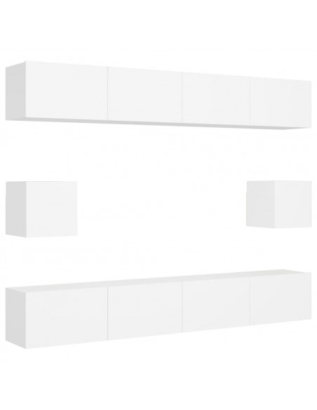 Set Mobili Porta TV 6 pz Bianco in Legno Multistrato