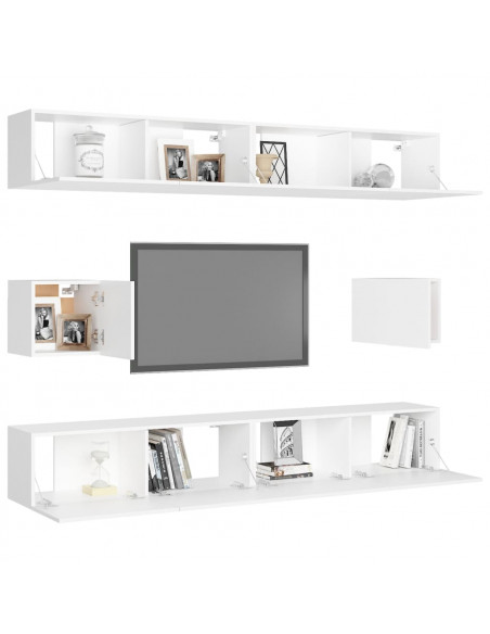 Set Mobili Porta TV 6 pz Bianco in Legno Multistrato