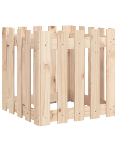 Fioriera Giardino Design a Recinzione 50x50x50 cm Massello Pino