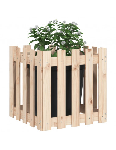 Fioriera Giardino Design a Recinzione 50x50x50 cm Massello Pino
