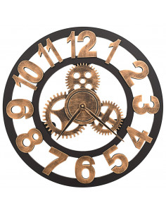 Orologio da Parete in Metallo 58 cm Dorato e Nero 2