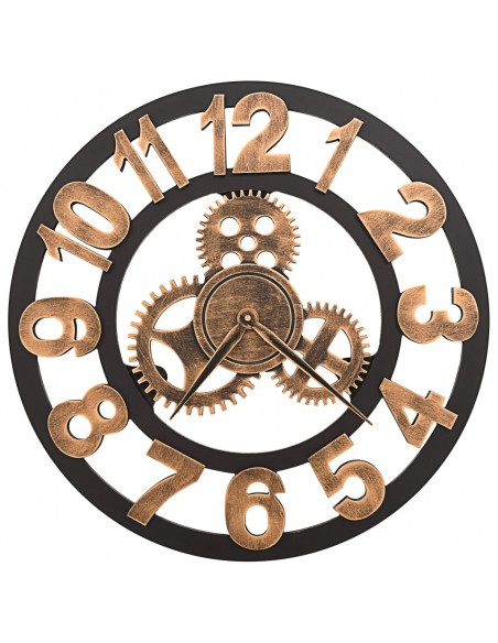 Orologio da Parete in Metallo 58 cm Dorato e Nero
