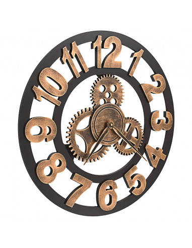 Orologio da Parete in Metallo 58 cm Dorato e Nero