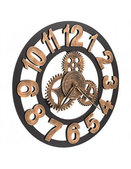 Orologio da Parete in Metallo 58 cm Dorato e Nero