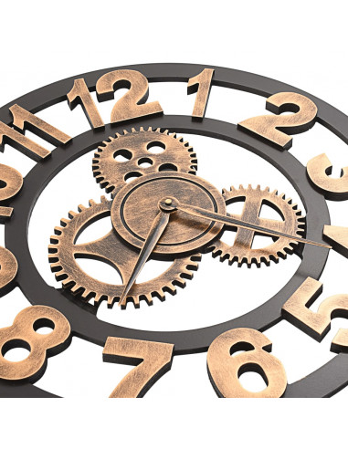 Orologio da Parete in Metallo 58 cm Dorato e Nero