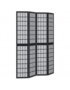 Divisorio Ambienti 4 Pannelli Nero Legno Massello di Paulownia 2