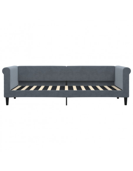 Divano Letto Estraibile Cassetti Grigio Scuro 80x200cm Velluto