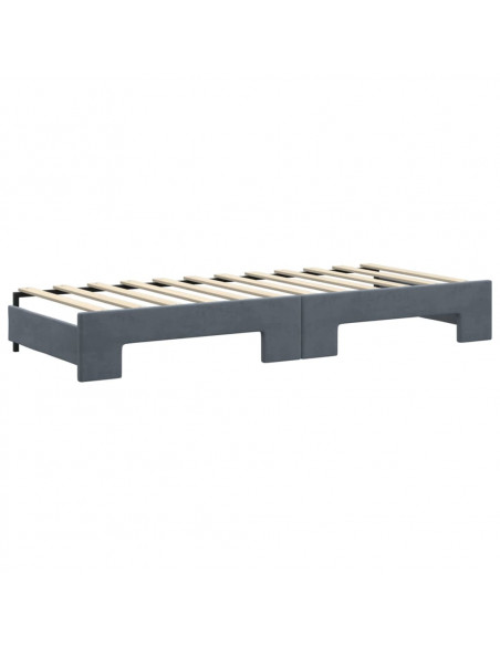 Divano Letto Estraibile Cassetti Grigio Scuro 80x200cm Velluto
