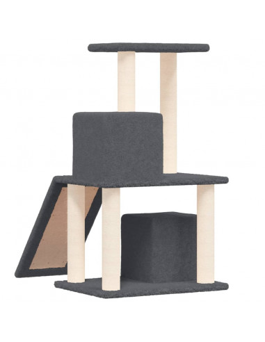Albero per Gatti con Tiragraffi in Sisal Grigio Scuro 82 cm