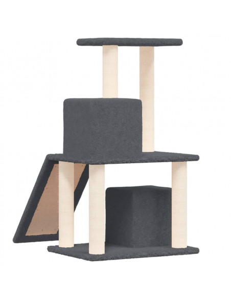 Albero per Gatti con Tiragraffi in Sisal Grigio Scuro 82 cm