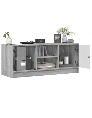 Mobile Porta TV con Ante in Vetro Grigio Sonoma 102x37x42 cm