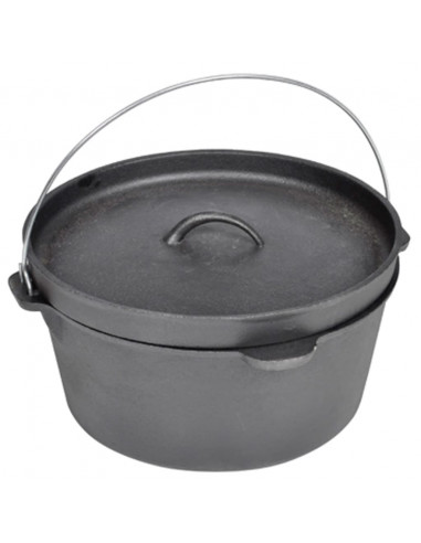 Pentola casseruola da campeggio in ghisa con coperchio