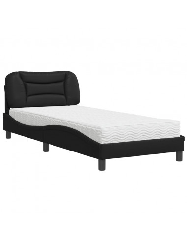 Letto con Materasso Nero 90x190 cm in Similpelle
