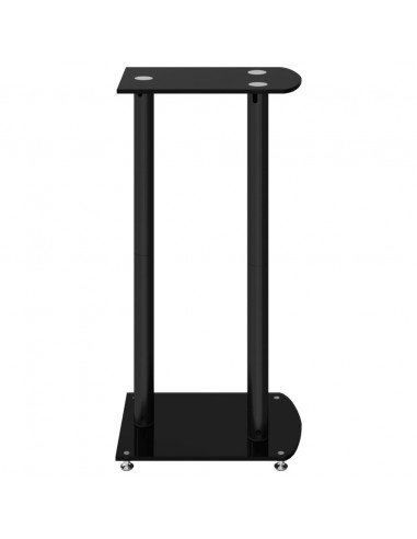 Pedane per Casse 2pz Nero Vetro Temperato Design a 3 Pilastri