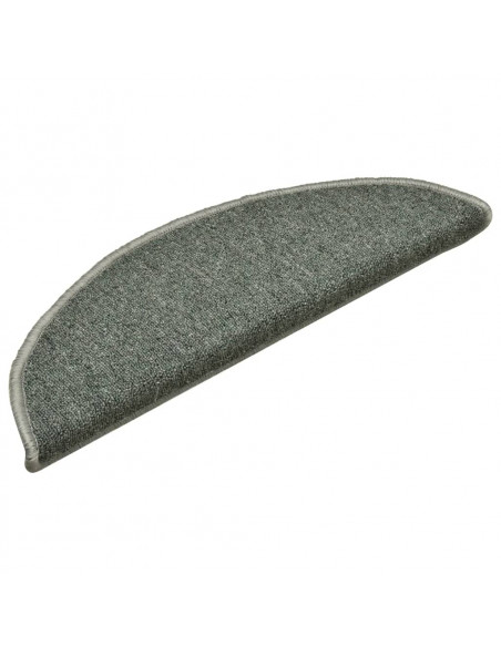 Tappetini per scale 15 pz 56x17x3 cm Verde scuro semicircolari