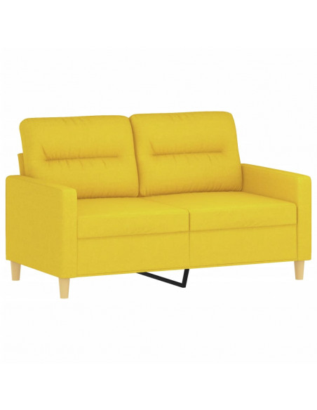 Divano a 2 Posti con Cuscini Giallo Chiaro 120 cm in Tessuto